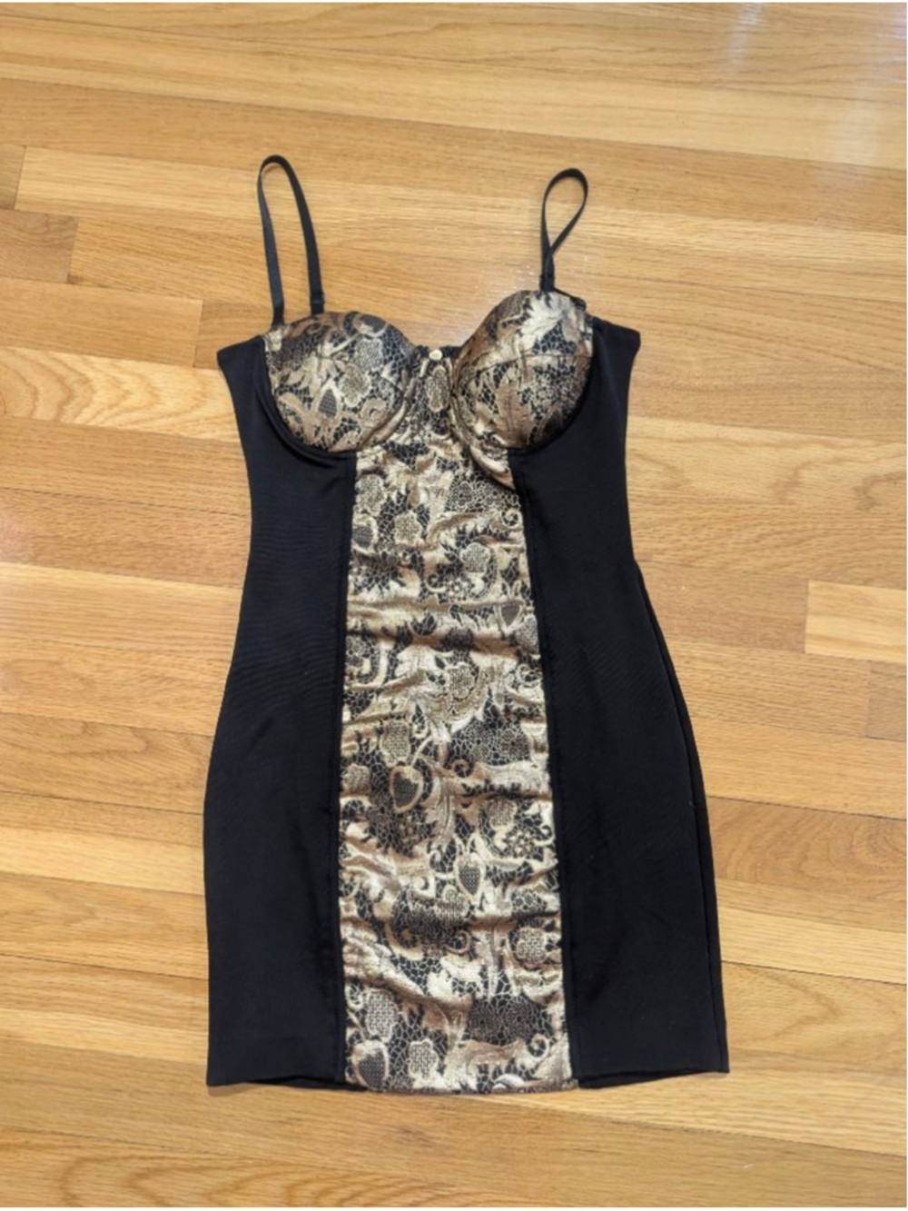 bebe Black & Gold Convertible Strapless Bodycon Dress XXS - Picture 14 of 14